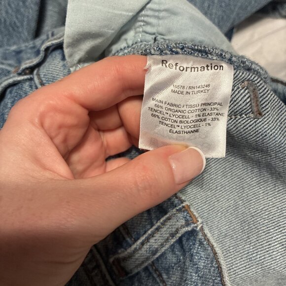 reformation jeans maya Blue high rise skinny button fly Denim 24 - Picture 8 of 8